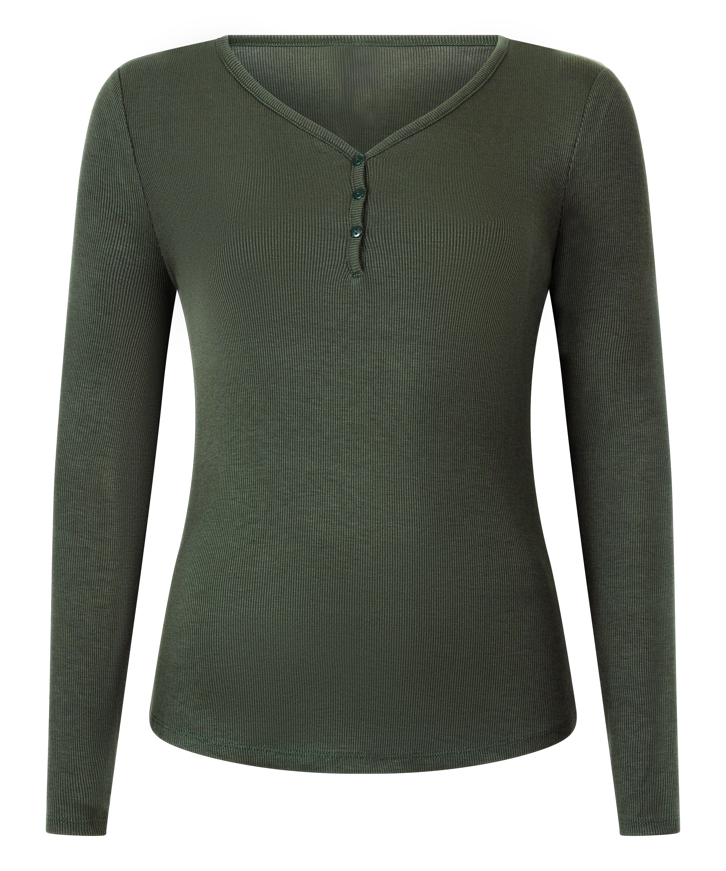 Longsleeved Pyjama Top Henley, Green