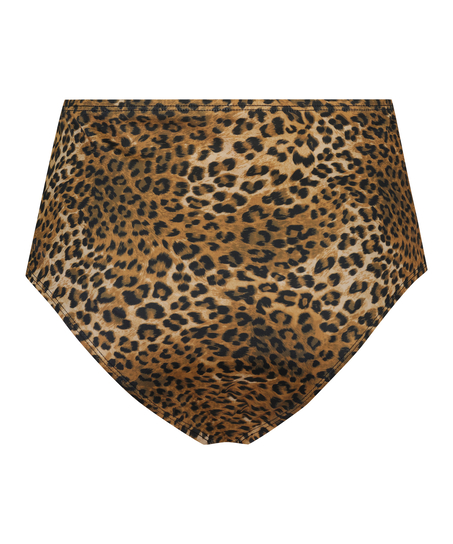 Cheeky high leg Leopard bikini bottoms, Brown