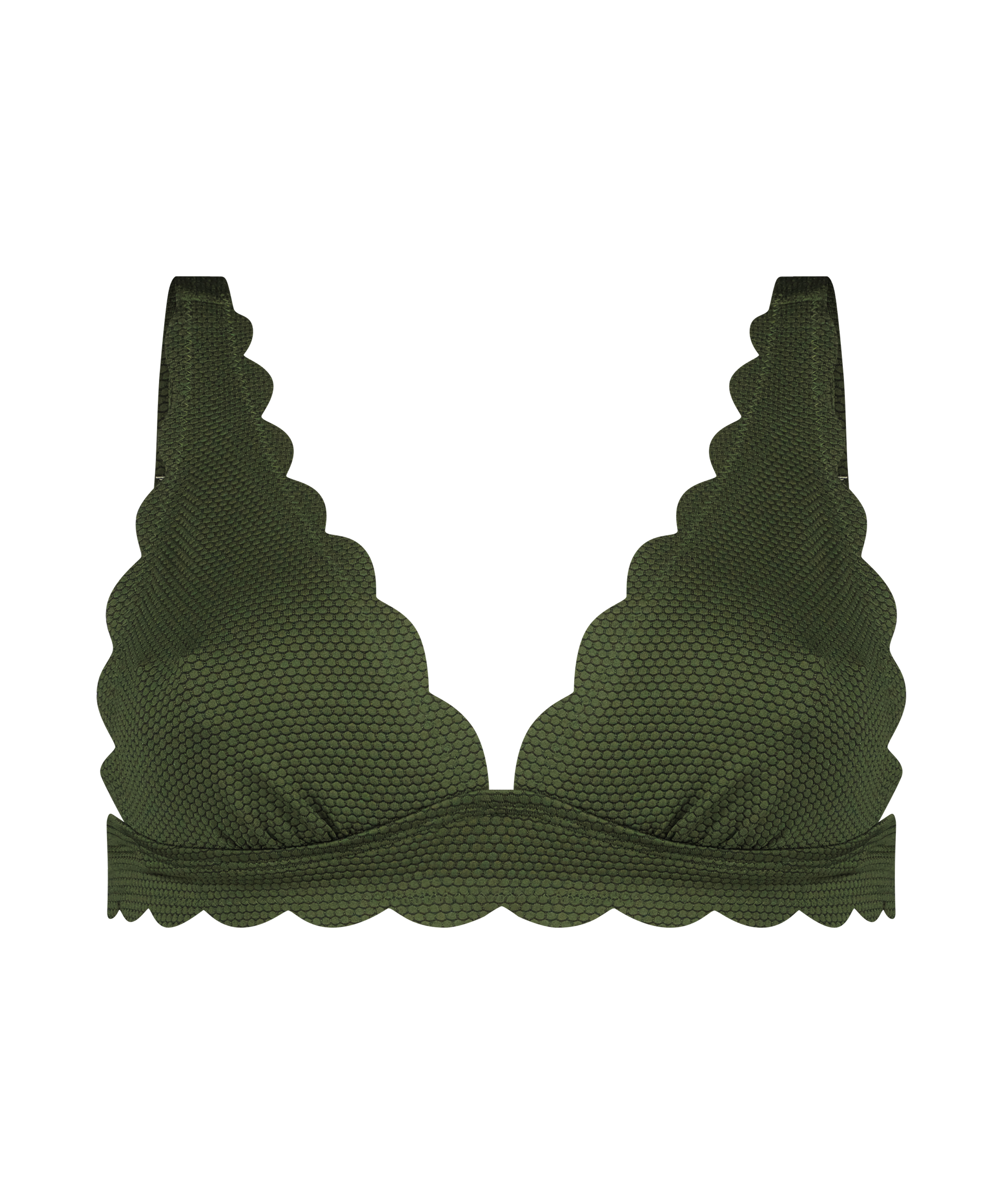 Scallop triangle bikini top, Green, main